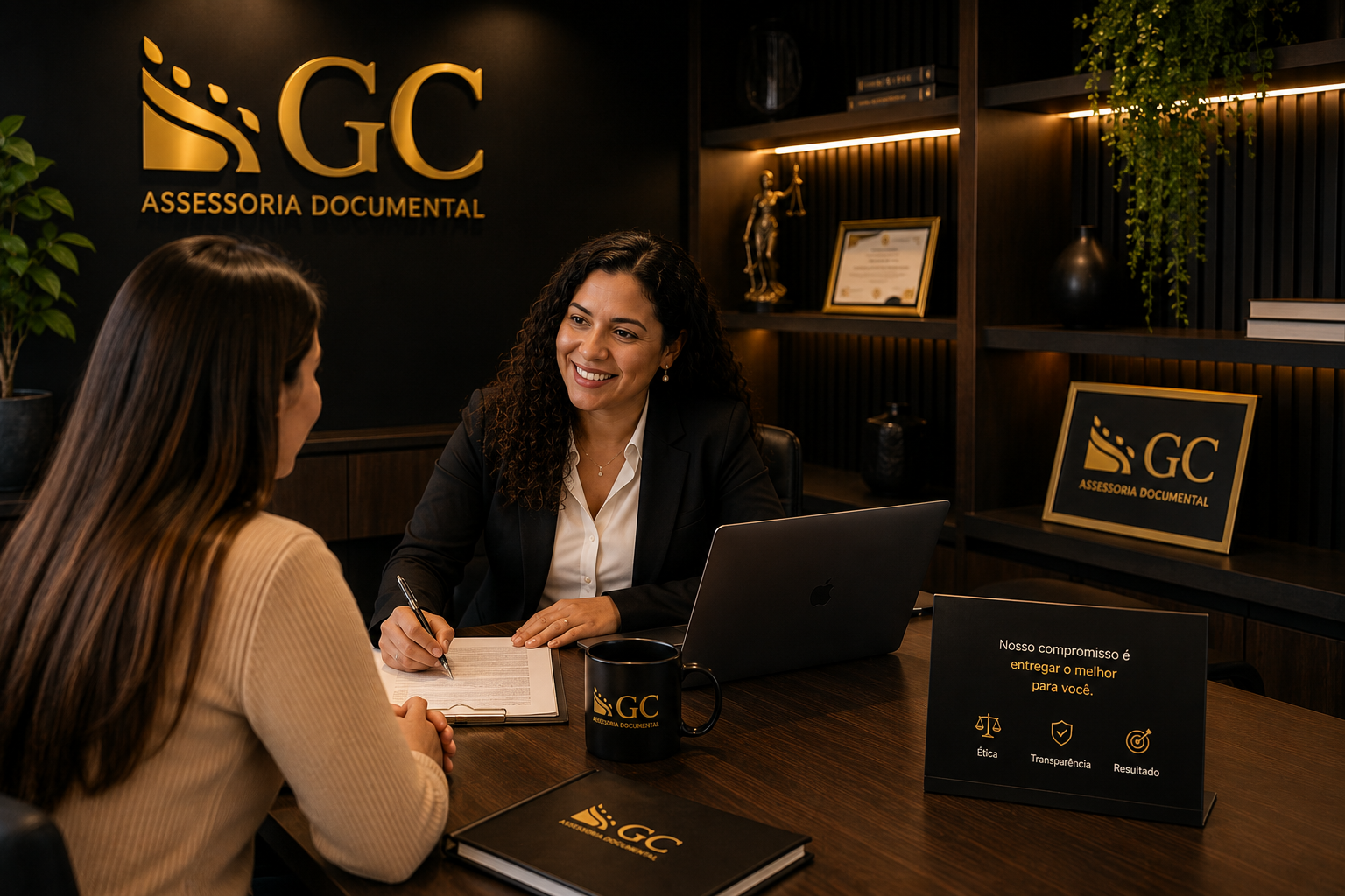 Atendimento da GC Assessoria Documental em ambiente de escritório